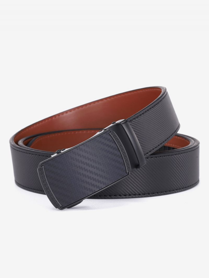 Ceinture Cuir Pu À Carreaux Pour Hommes La Mode - Noir