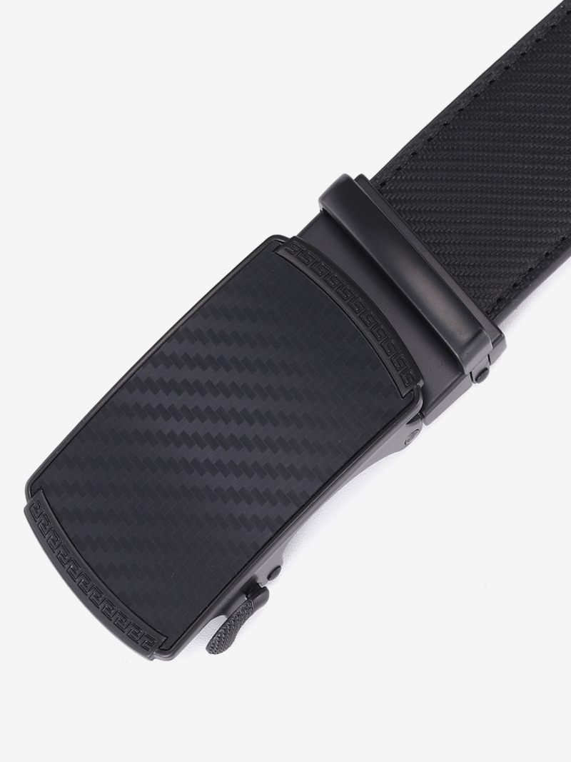 Ceinture Cuir Pu À Carreaux Pour Hommes La Mode - Noir