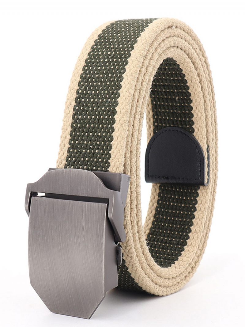 Ceinture Élégante Pour Homme Toile Bicolore Gris Foncé - Vert Chasseur