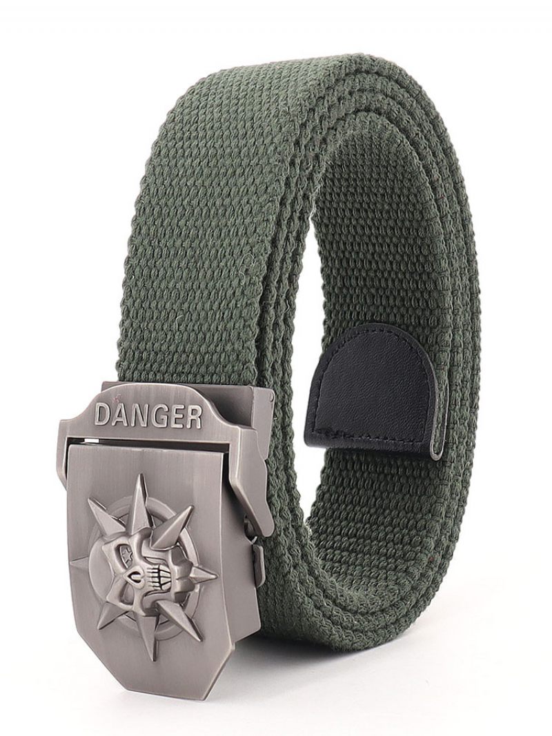 Ceinture Élégante Pour Hommes Motif Crâne Verte Chasseur Polyester