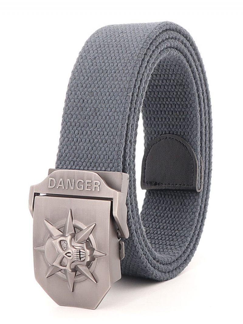 Ceinture Élégante Pour Hommes Motif Crâne Verte Chasseur Polyester - Gris Foncé