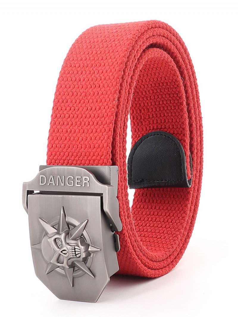 Ceinture Élégante Pour Hommes Motif Crâne Verte Chasseur Polyester - Rouge