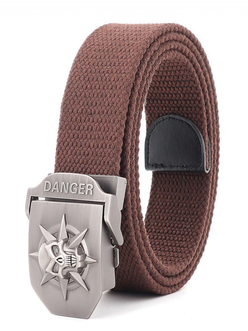 Ceinture Élégante Pour Hommes Motif Crâne Verte Chasseur Polyester - Marron Café