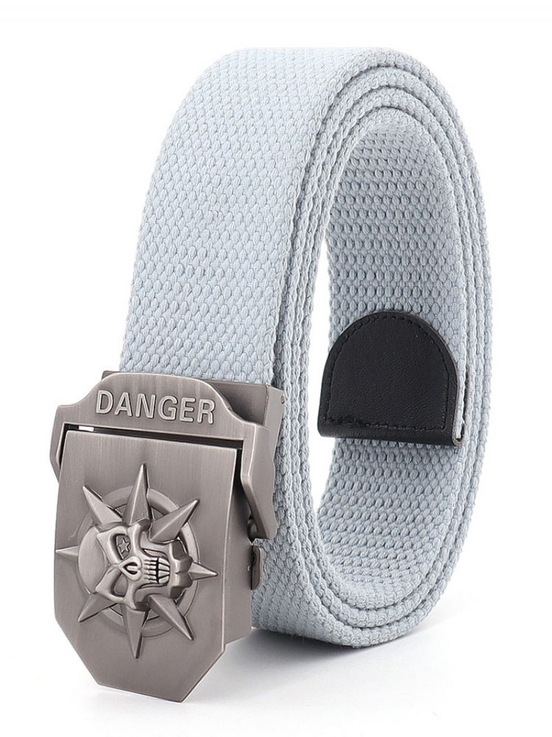 Ceinture Élégante Pour Hommes Motif Crâne Verte Chasseur Polyester - Gris Clair