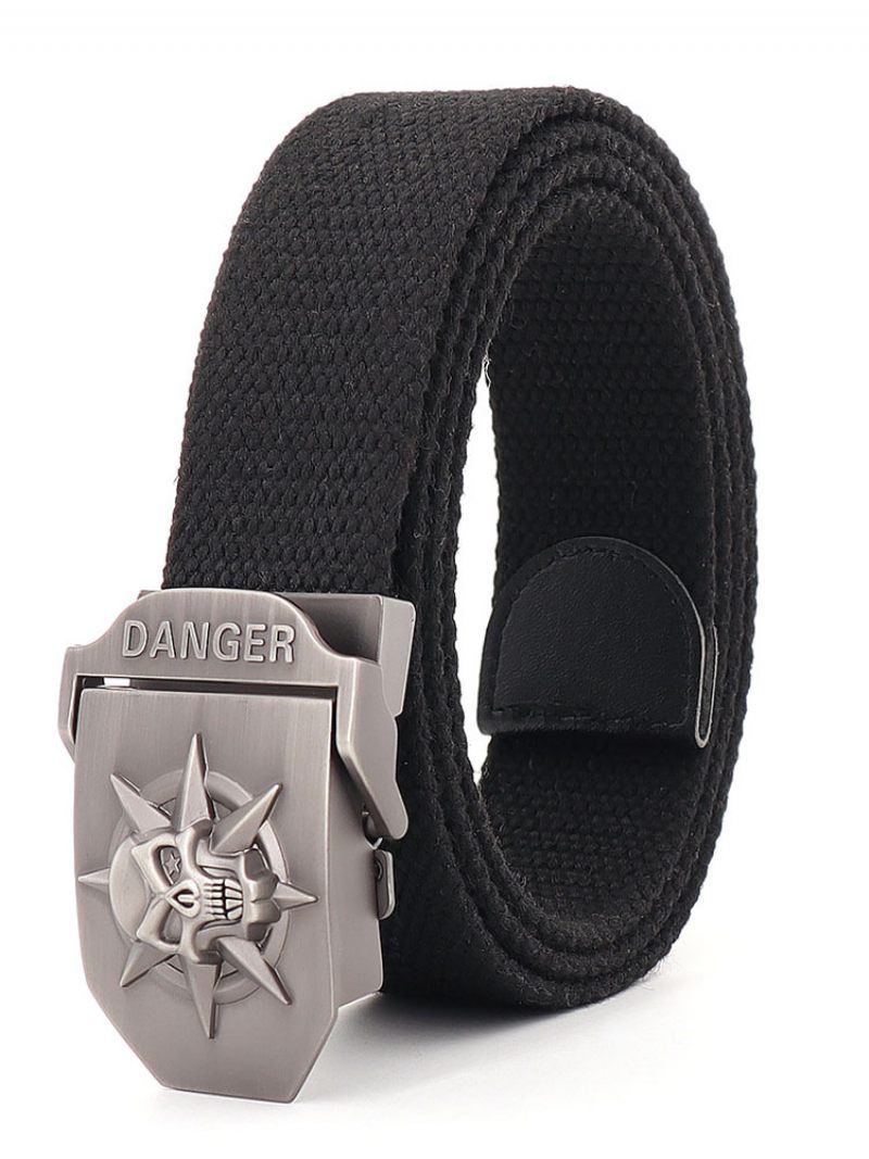 Ceinture Élégante Pour Hommes Motif Crâne Verte Chasseur Polyester - Noir