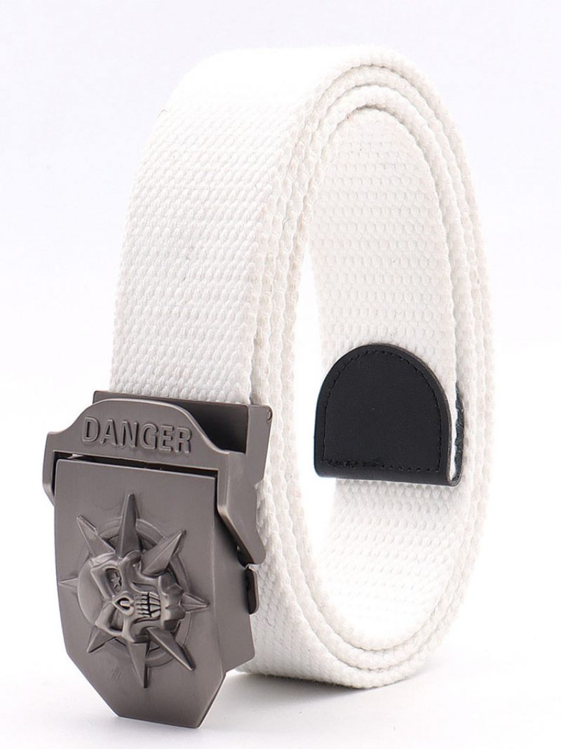 Ceinture Élégante Pour Hommes Motif Crâne Verte Chasseur Polyester - Blanc