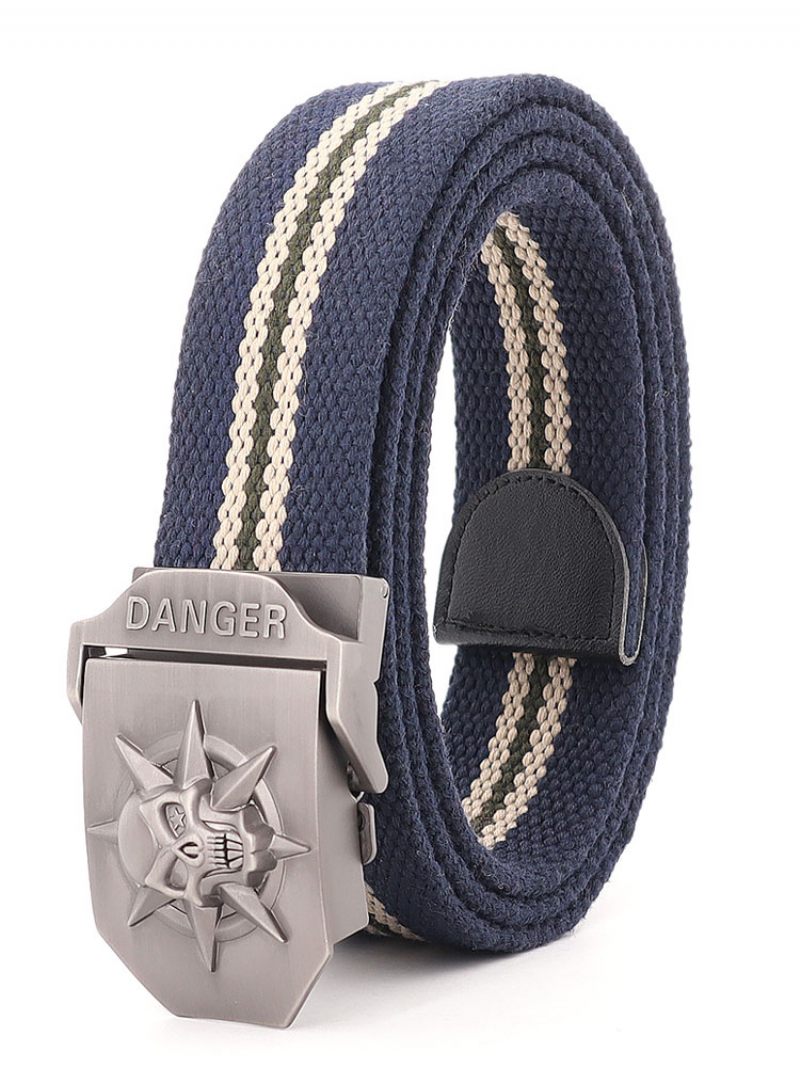 Ceinture Élégante Pour Hommes Motif Crâne Verte Chasseur Polyester Bicolore - Marine Foncé