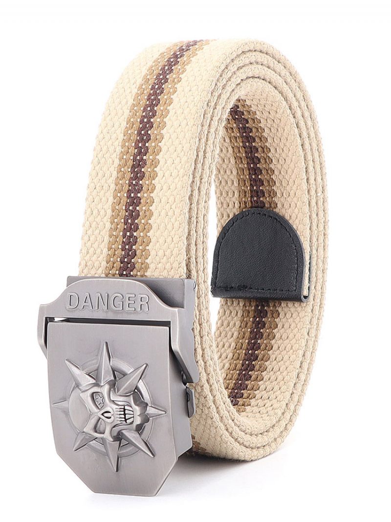 Ceinture Élégante Pour Hommes Motif Crâne Verte Chasseur Polyester Bicolore - Kaki