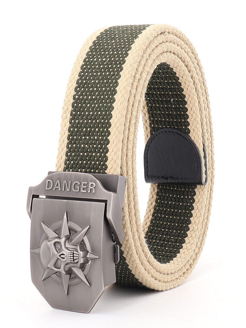 Ceinture Élégante Pour Hommes Motif Crâne Verte Chasseur Polyester Bicolore