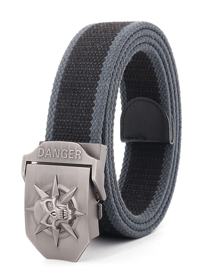 Ceinture Élégante Pour Hommes Motif Crâne Verte Chasseur Polyester Bicolore - Gris Foncé