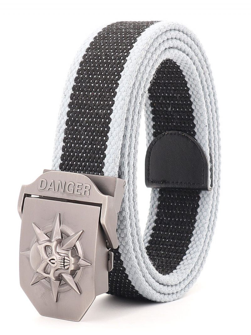 Ceinture Élégante Pour Hommes Motif Crâne Verte Chasseur Polyester Bicolore - Gris Clair