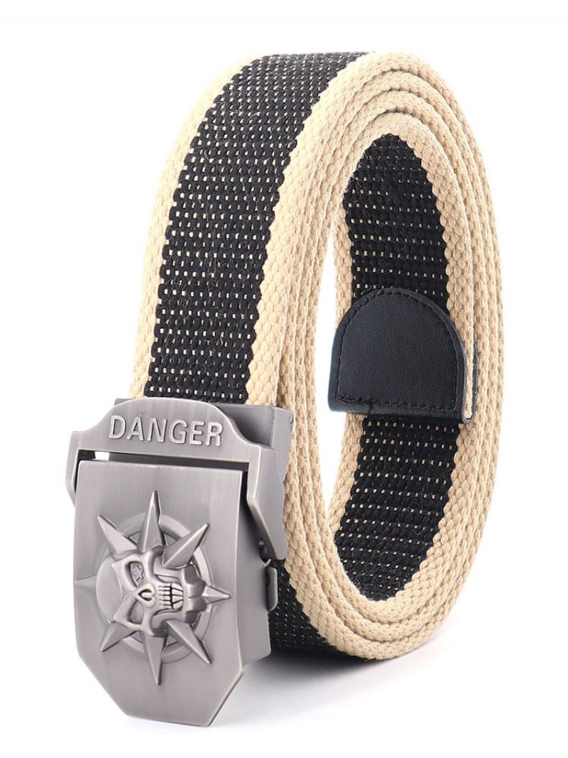 Ceinture Élégante Pour Hommes Motif Crâne Verte Chasseur Polyester Bicolore - Noir