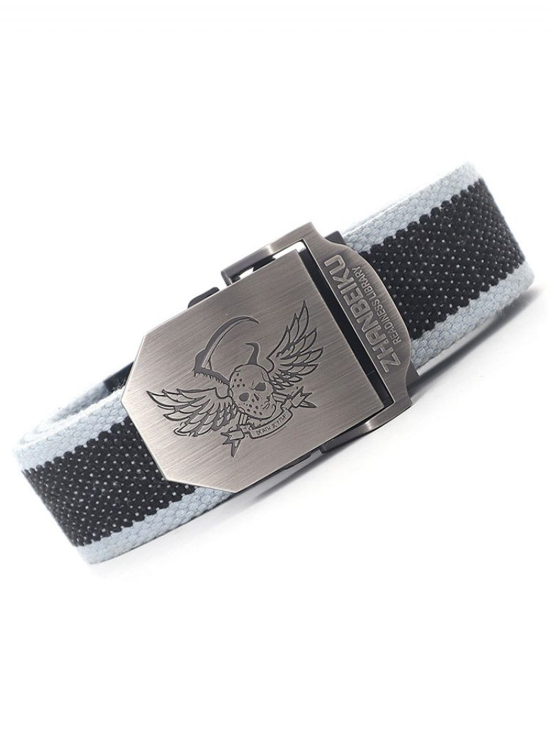 Ceinture Homme Crâne Polyester Mode Bleu Marine - Gris Clair