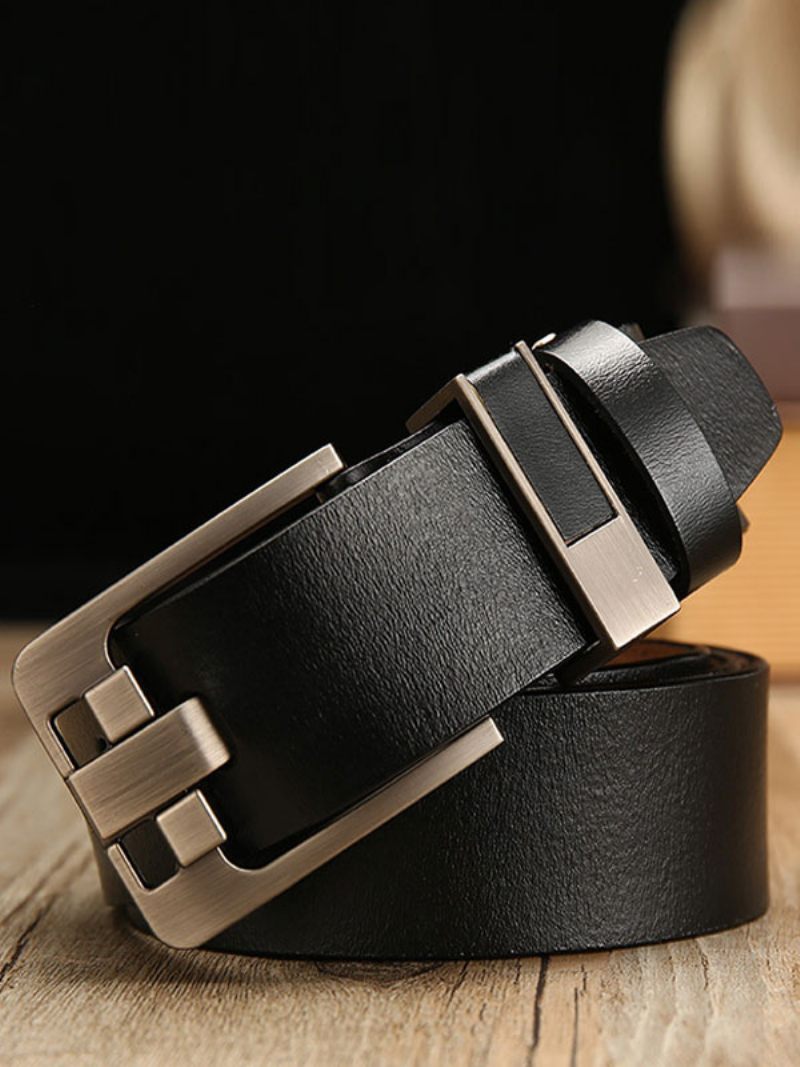 Ceinture Pour Hommes Simili Cuir Marron Café Pu - Noir