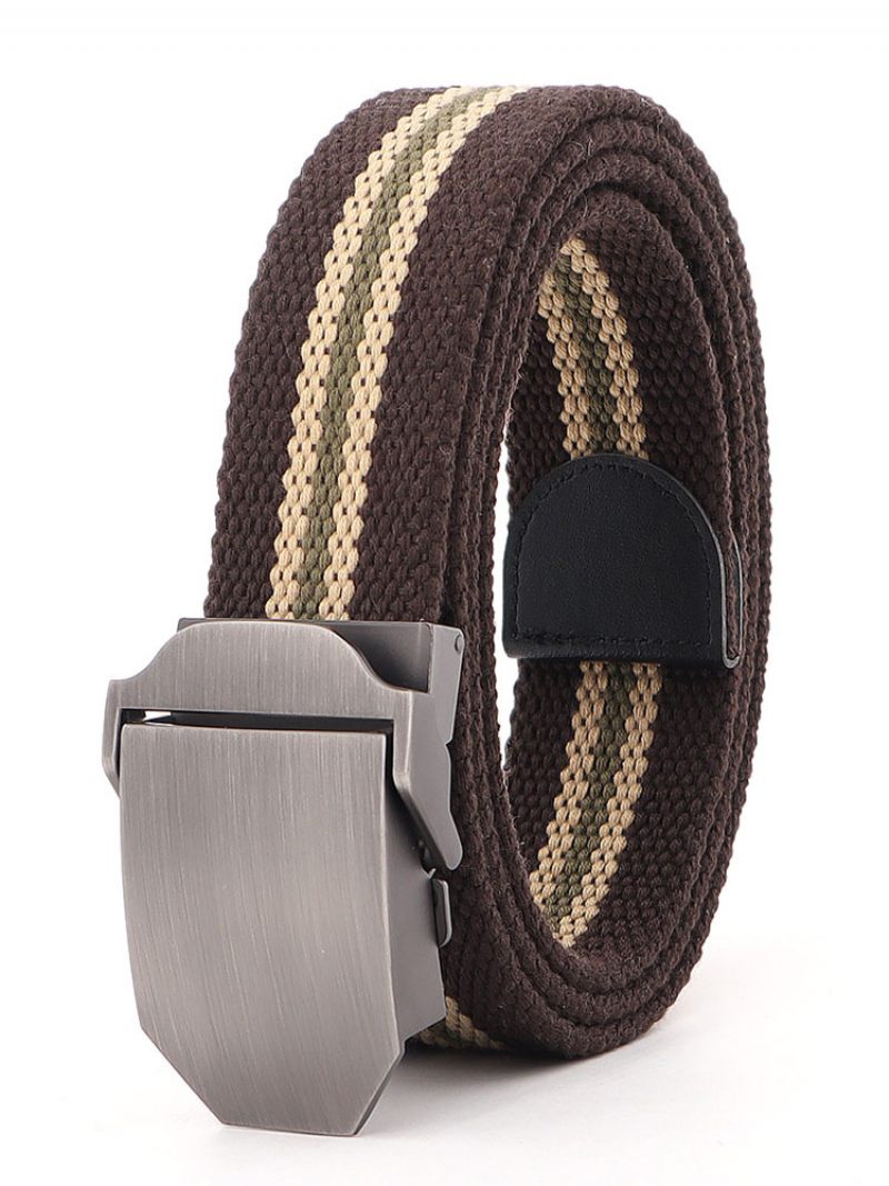 Ceinture Qualité Pour Homme Toile Bicolore Bleu Marine - Marron Café