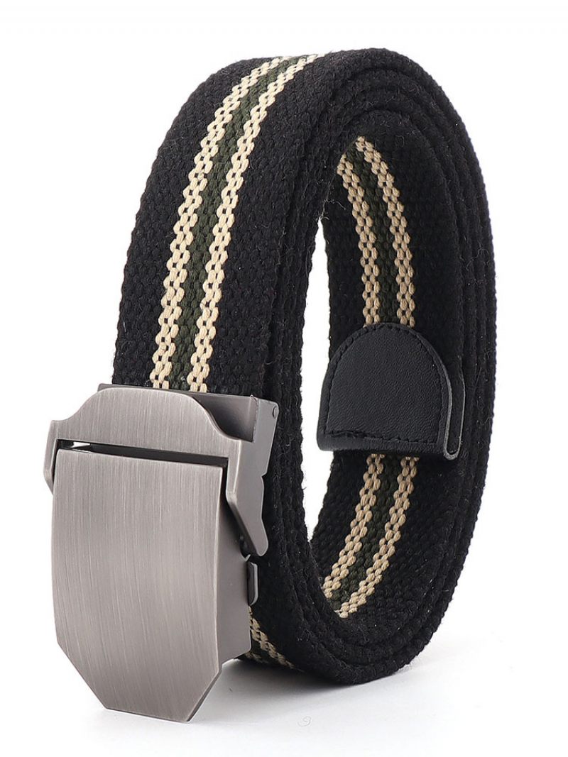 Ceinture Qualité Pour Homme Toile Bicolore Bleu Marine - Noir