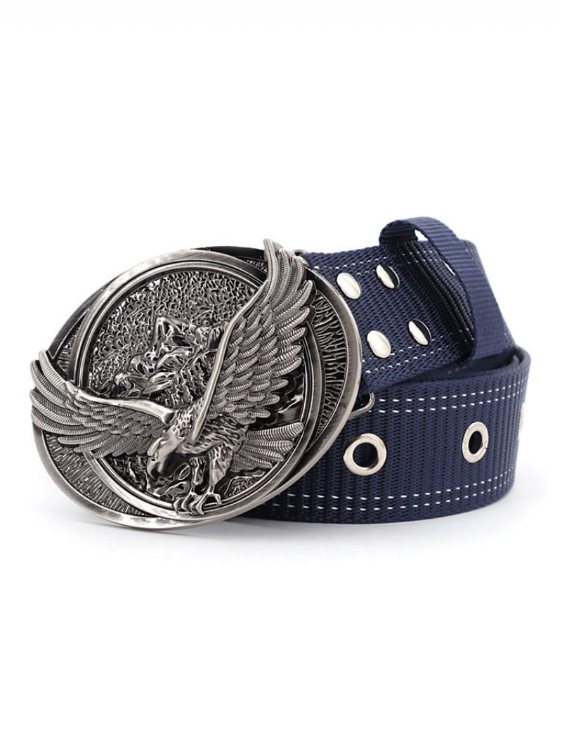 Mode Hommes Ceinture Imprimé Animal Polyester Bleu Marine