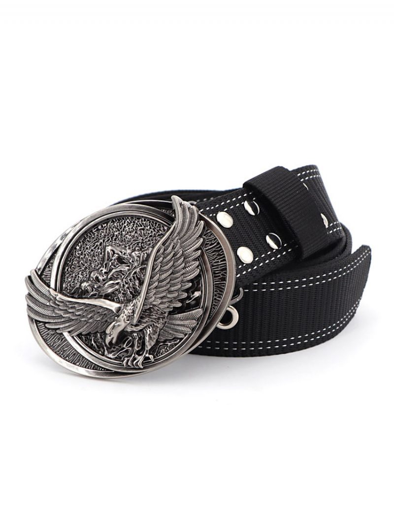 Mode Hommes Ceinture Imprimé Animal Polyester Bleu Marine - Noir