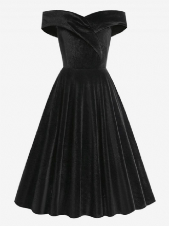 Robe Rétro Pour Femmes Des Années 1950. Style Audrey Hepburn Col Bateau Sans Manches Trapèze Moyenne