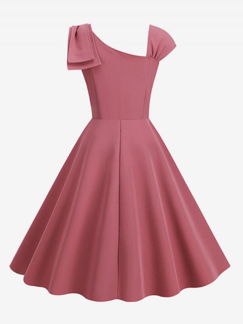 Robe Rétro Pour Femmes Des Années 1950. Style Audrey Hepburn Sans Manches Rockabilly Moyenne - Rose Blush