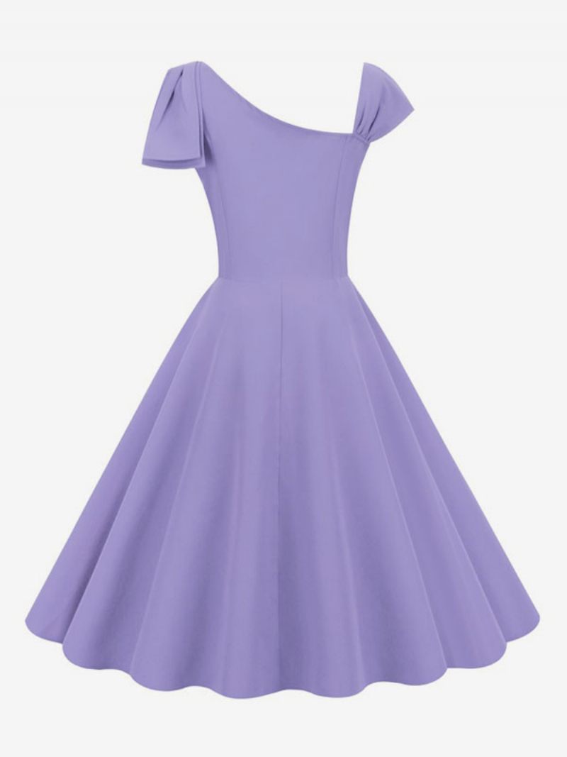 Robe Rétro Pour Femmes Des Années 1950. Style Audrey Hepburn Sans Manches Rockabilly Moyenne - Violet