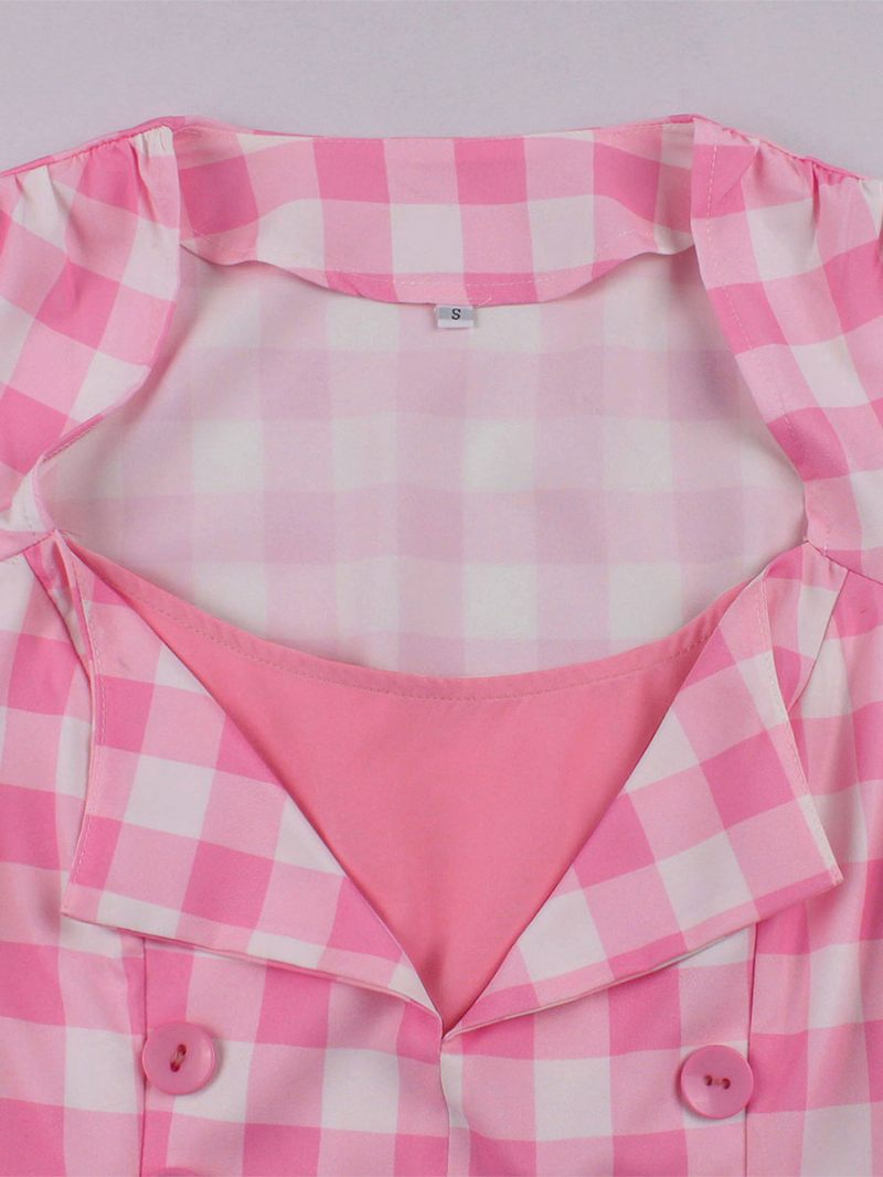 Robe Vintage Barbie Pink Gingham Pour Femme Des Années 1950 Audrey Hepburn Swing Dress - Rose