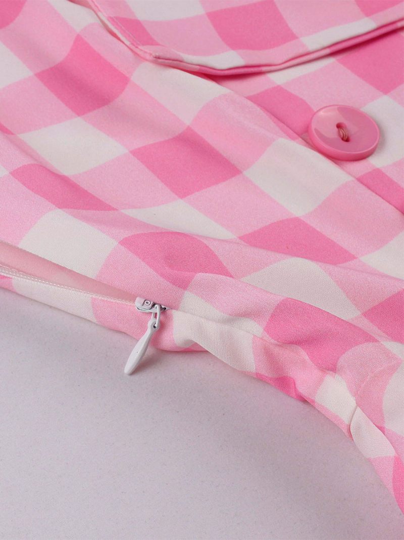 Robe Vintage Barbie Pink Gingham Pour Femme Des Années 1950 Audrey Hepburn Swing Dress - Rose