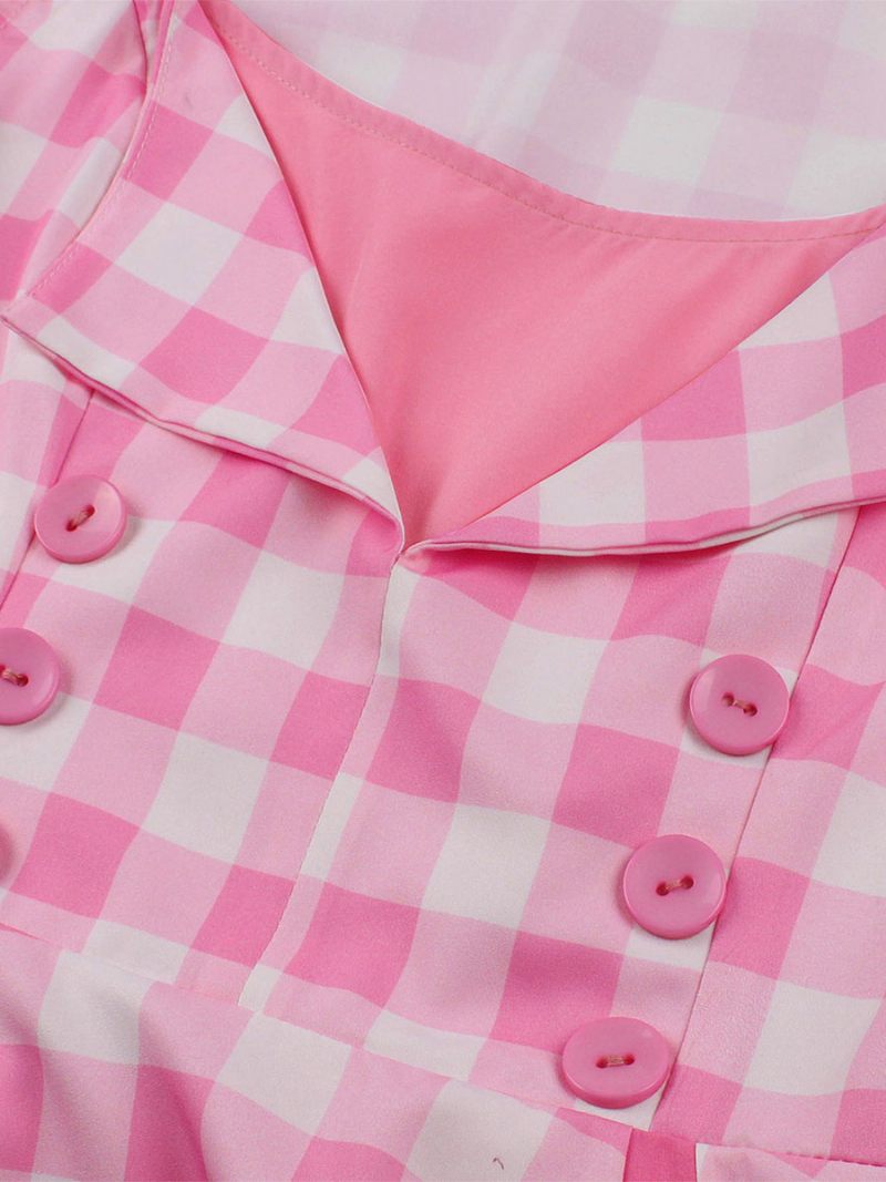 Robe Vintage Barbie Pink Gingham Pour Femme Des Années 1950 Audrey Hepburn Swing Dress - Rose