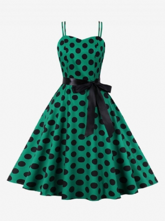 Robe Vintage Des Années 1950 Audrey Hepburn Style Rose À Pois Rockabilly Sans Manches Pour Femmes