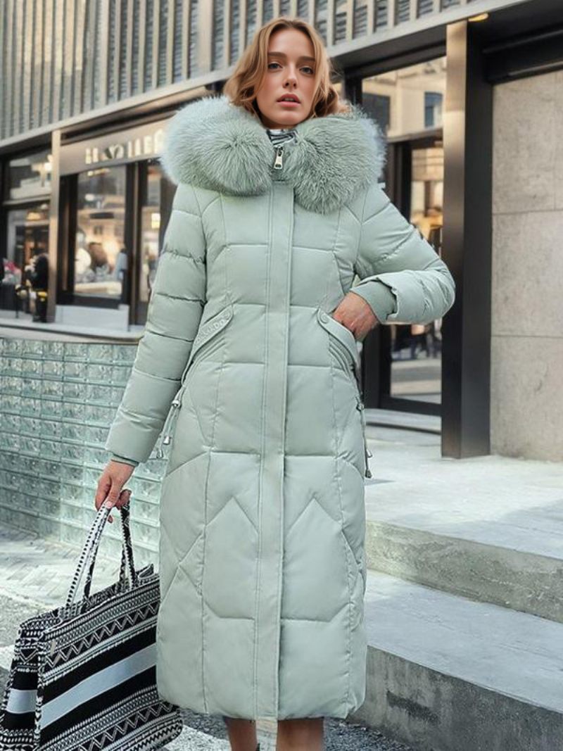 Manteau Long À Capuche Avec Fermeture Éclair Pour Femme Vêtements D'extérieur Décontractés Qualité Supérieure - Vert