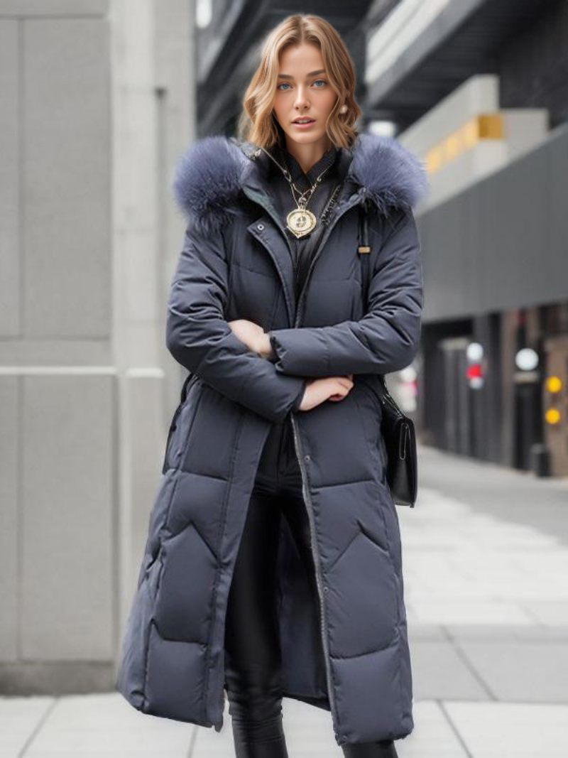 Manteau Long À Capuche Avec Fermeture Éclair Pour Femme Vêtements D'extérieur Décontractés Qualité Supérieure - Gris