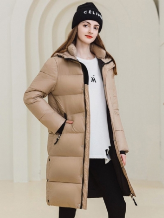 Manteau Long Pour Femme Capuche Qualité Fermeture Éclair Manches Longues Vêtements D'extérieur D'hiver