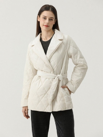 Manteaux Bouffants Blancs Coupe-vent Avec Ceinture Pour Femme Vêtements D'extérieur Chauds D'hiver 2024