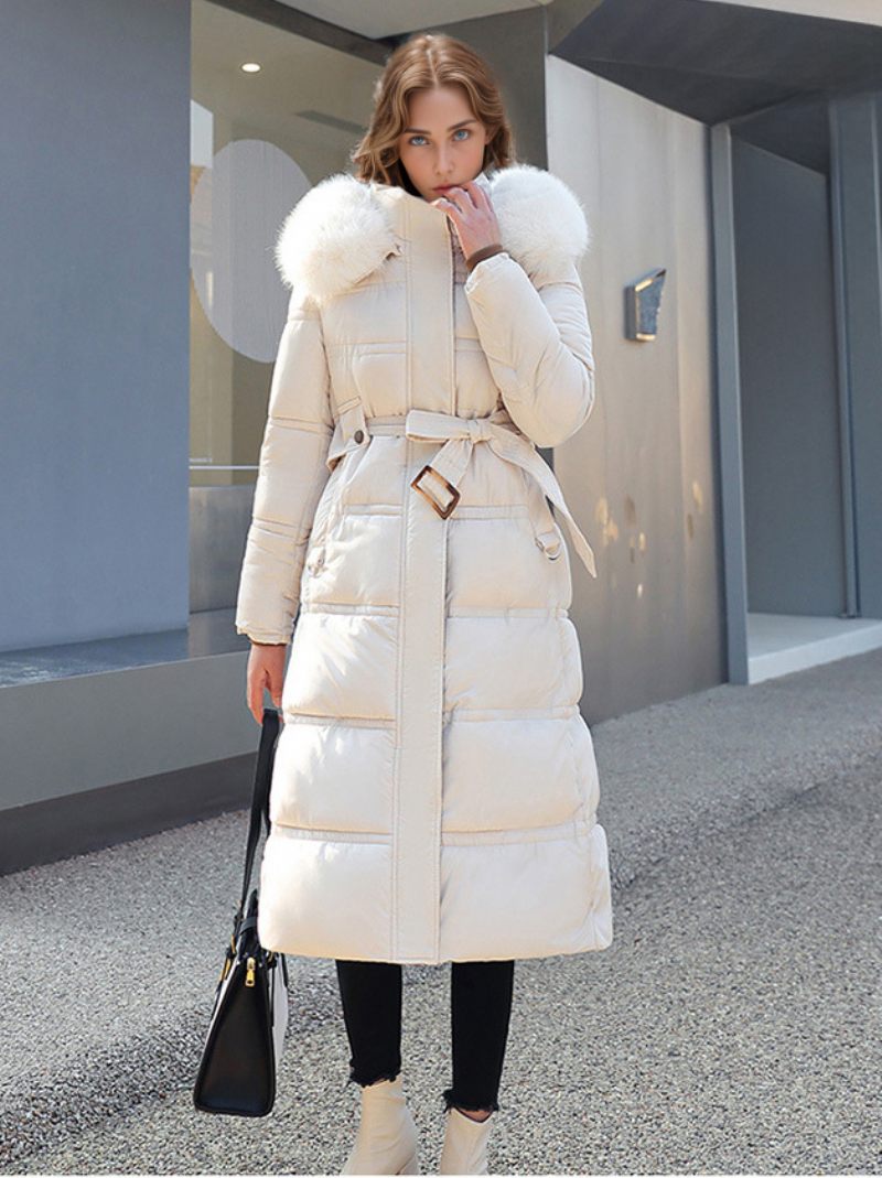 Manteaux Bouffants Pour Femmes Col Montant Fausse Fourrure Vêtements D'extérieur Longs D'hiver