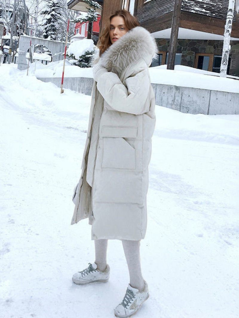 Manteaux Bouffants Pour Femmes Écru Blanc Épais Vêtements D'extérieur D'hiver