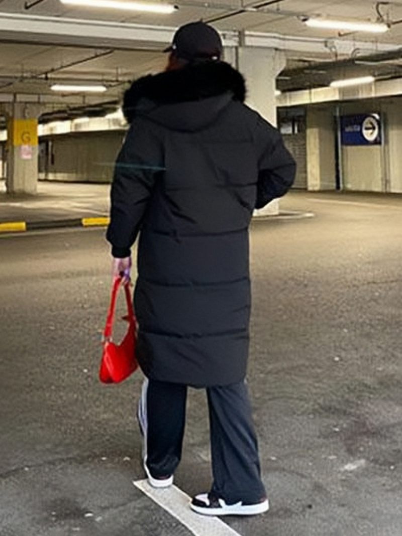 Manteaux Bouffants Pour Femmes Écru Blanc Épais Vêtements D'extérieur D'hiver - Noir