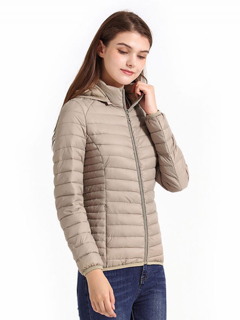 Manteaux Bouffants Rose À Capuche Coton Vêtements D'extérieur Chauds D'hiver Pour Femmes - Beige