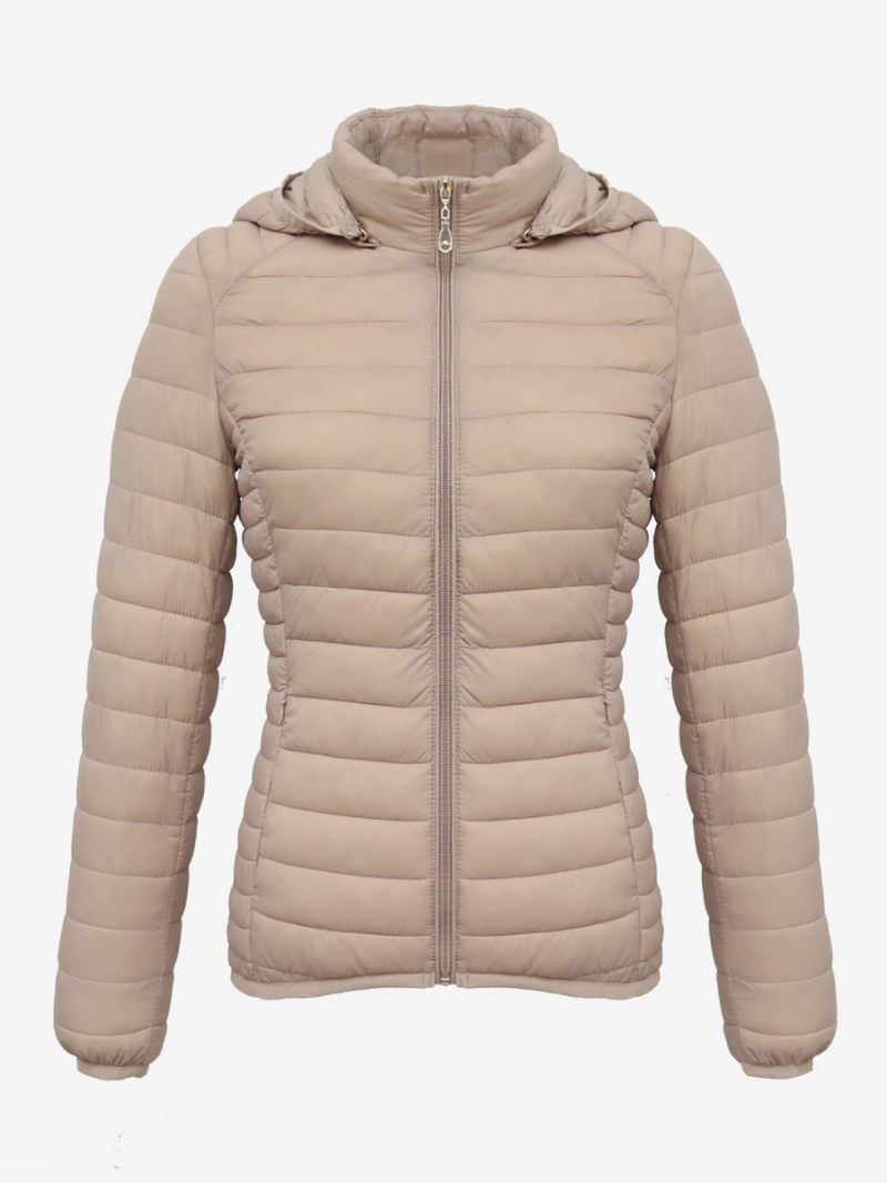 Manteaux Bouffants Rose À Capuche Coton Vêtements D'extérieur Chauds D'hiver Pour Femmes - Beige