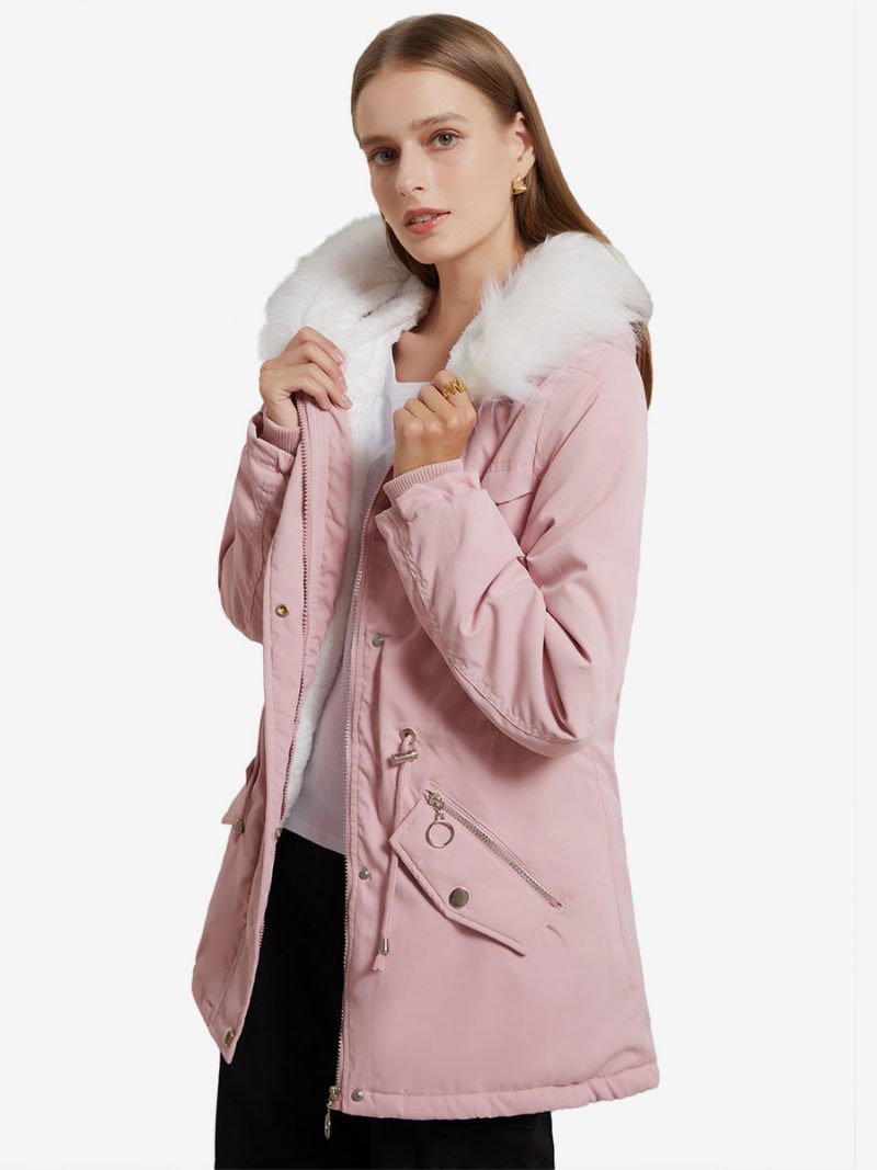 Manteaux Coton Rose À Capuche Vêtements D'extérieur D'hiver Pour Femmes 2024 - Rose