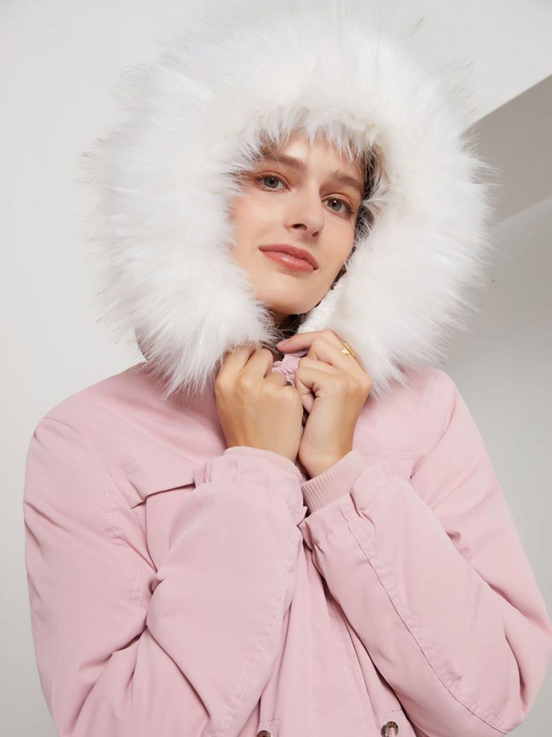 Manteaux Coton Rose À Capuche Vêtements D'extérieur D'hiver Pour Femmes 2024 - Rose