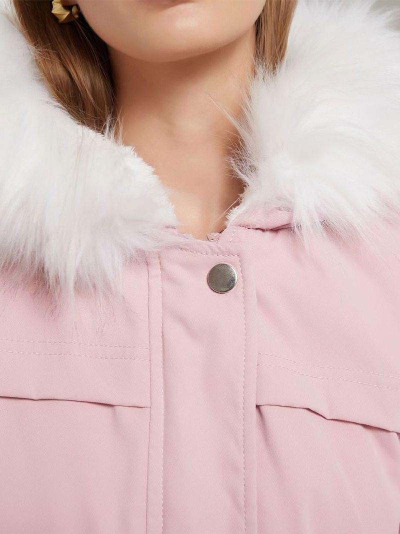 Manteaux Coton Rose À Capuche Vêtements D'extérieur D'hiver Pour Femmes 2024 - Rose