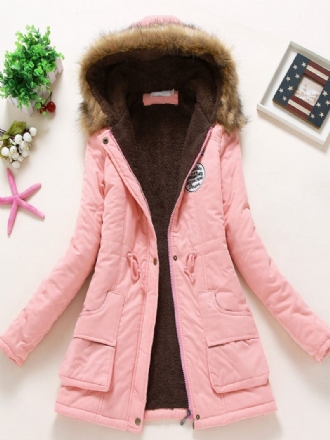 Manteaux D'hiver Pour Femmes Vêtements D'extérieur Coton À Capuche Rose Clair