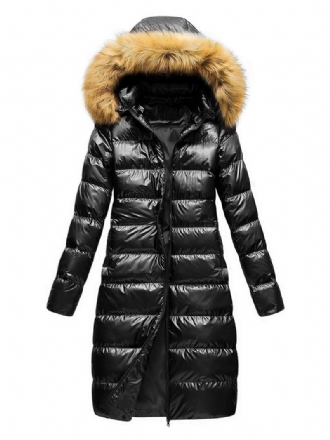 Veste Femme Manteau Bouffant Noir Fausse Fourrure À Capuche Vêtements Sortie D'hiver