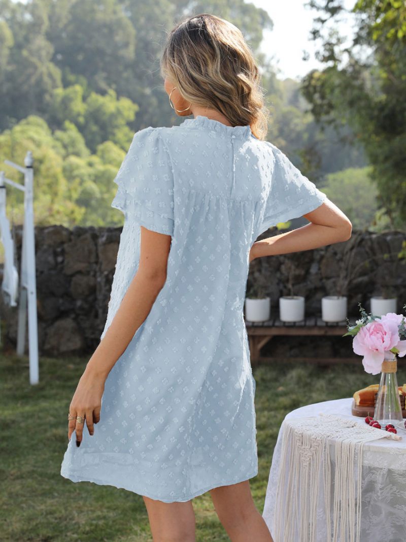 Robe D'été D'anniversaire Pour Femme Plage Marron Café - Bleu Ciel Clair