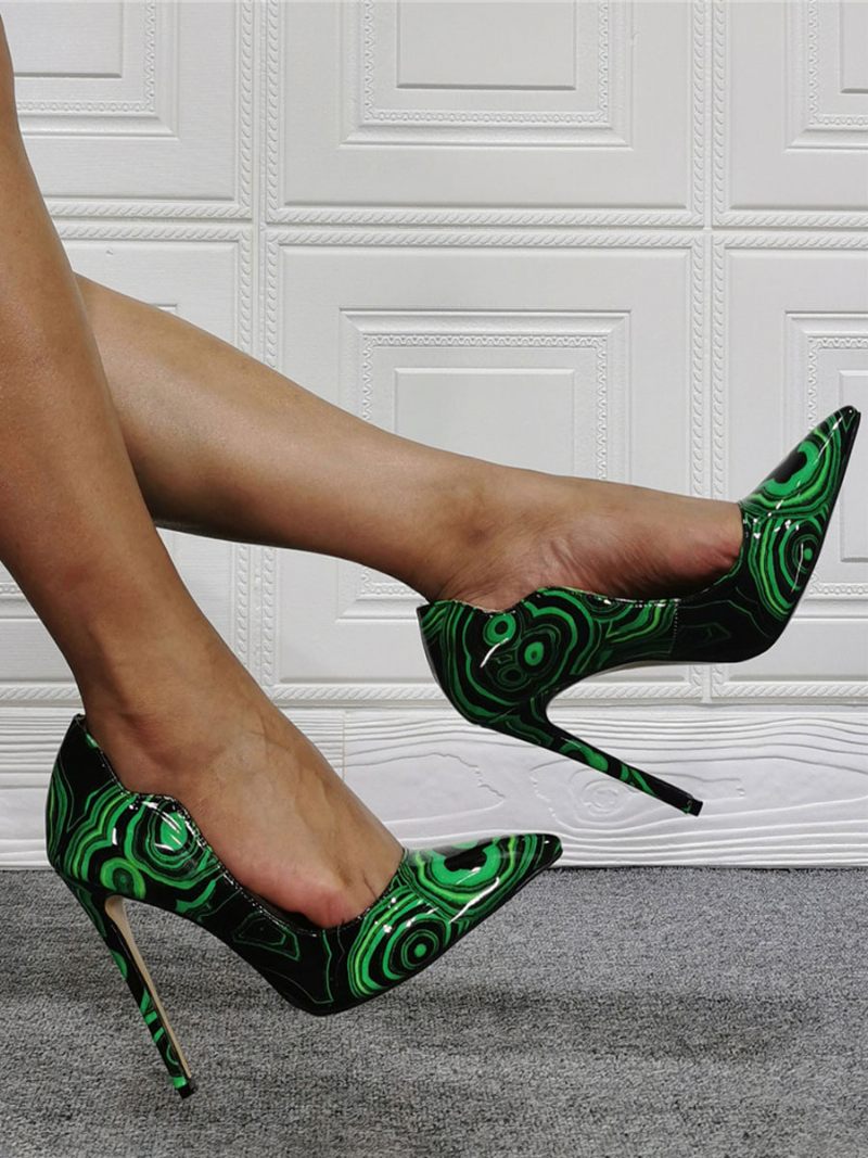 Chaussures Habillées Noires Pour Femmes Talons Hauts Soirée À Aiguilles - Vert