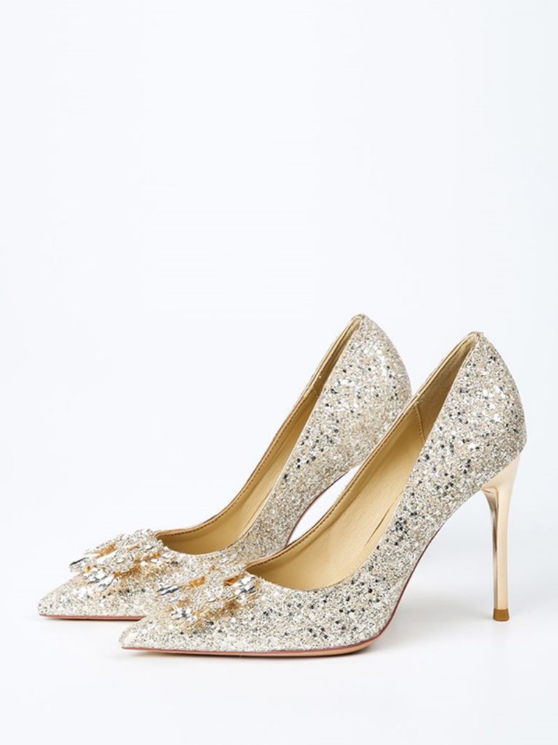 Chaussures Soirée À Talons Hauts Pour Femmes Bal Bout Pointu Et Strass