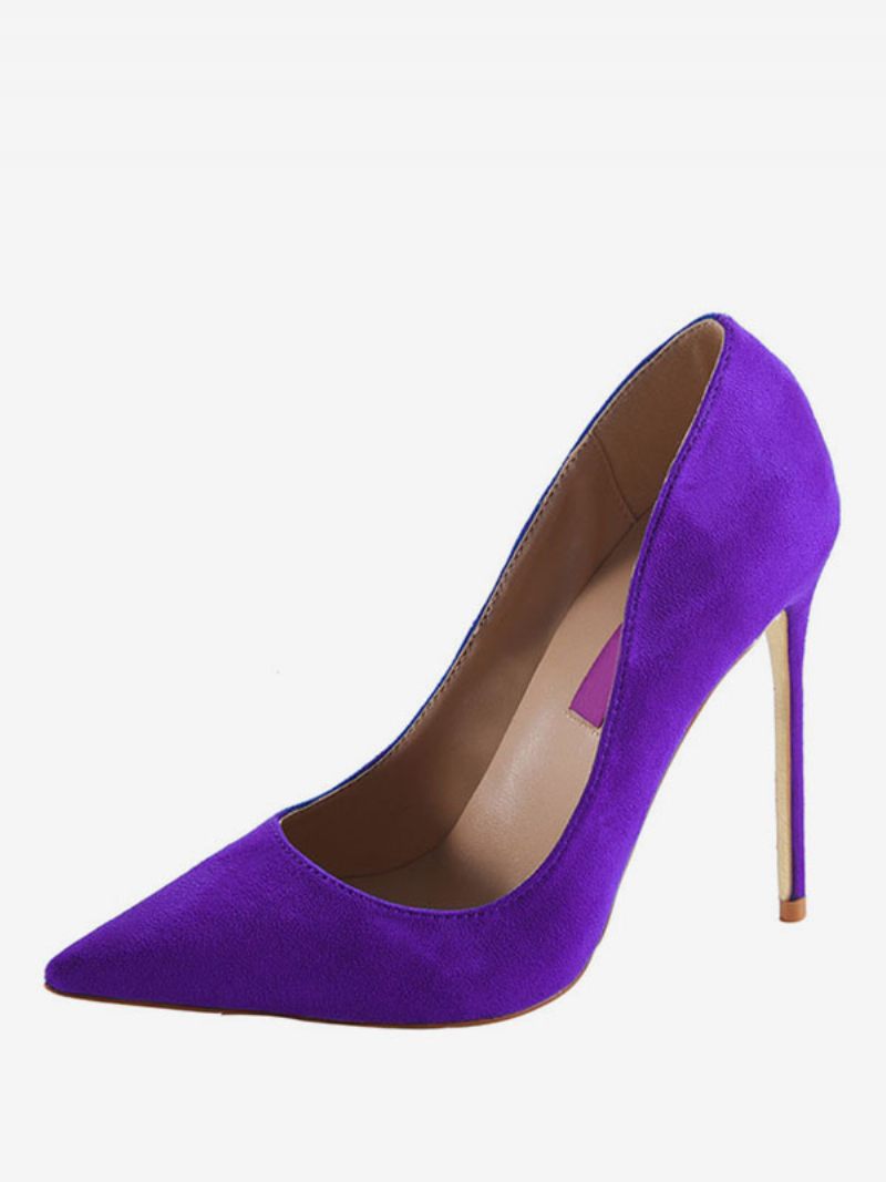 Escarpins Basiques À Bout Pointu Daim Bordeaux Pour Femmes Chaussures Habillées Talons Aiguilles - Violet