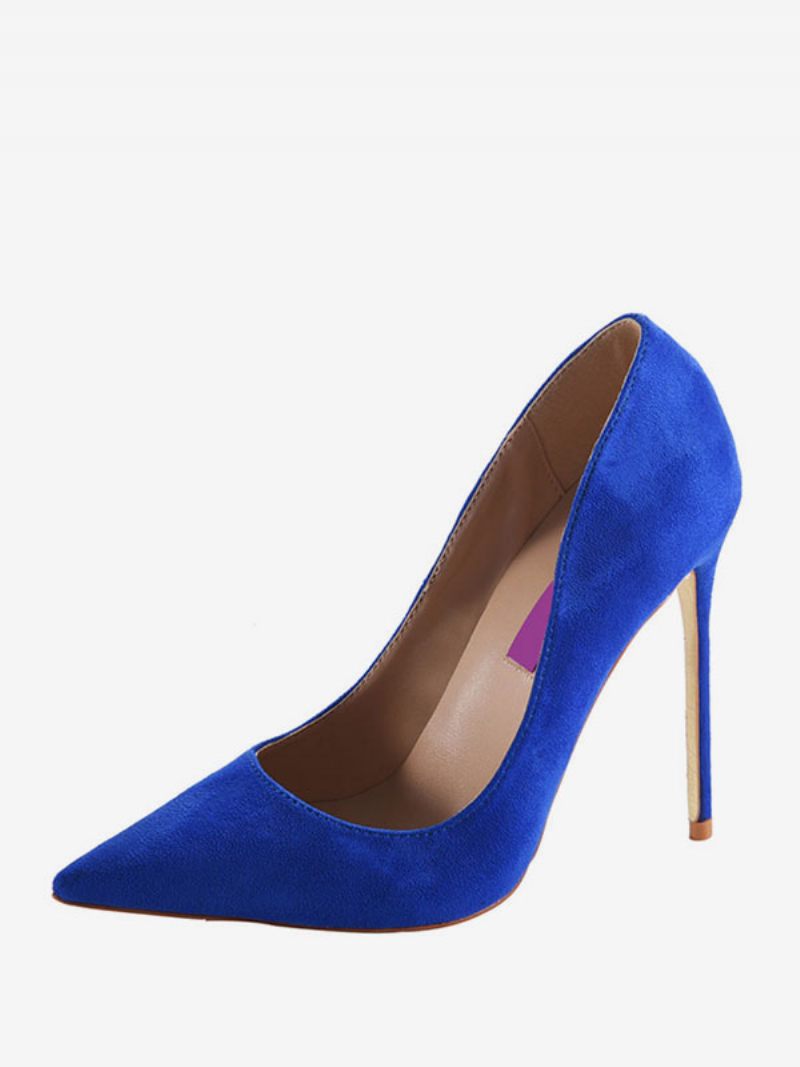 Escarpins Basiques À Bout Pointu Daim Bordeaux Pour Femmes Chaussures Habillées Talons Aiguilles - Bleu Royal