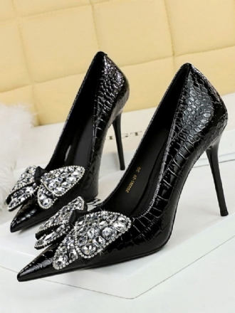 Escarpins Chics À Talons Hauts Et Strass Pour Femmes Bout Pointu Talon Aiguille Cuir Pu