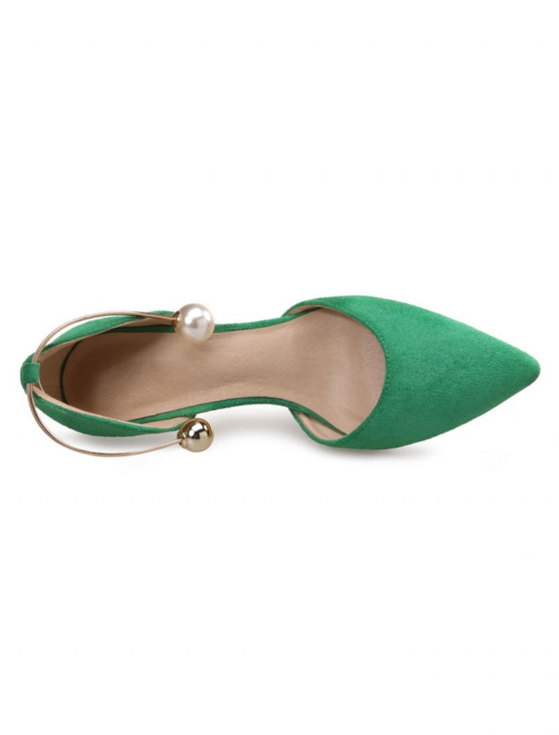 Escarpins D'orsay Turquoise Kitten Heel Avec Perles Pour Femme - Vert